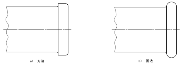 在內(nèi)螺紋管件外徑的端部，以方邊或圓邊附加的形式